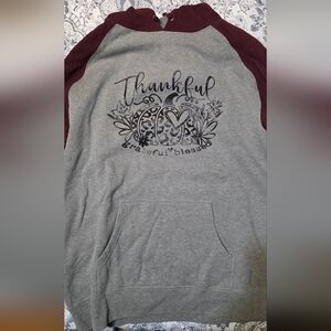 Thankful Gray and Maroon Women's Hoodie